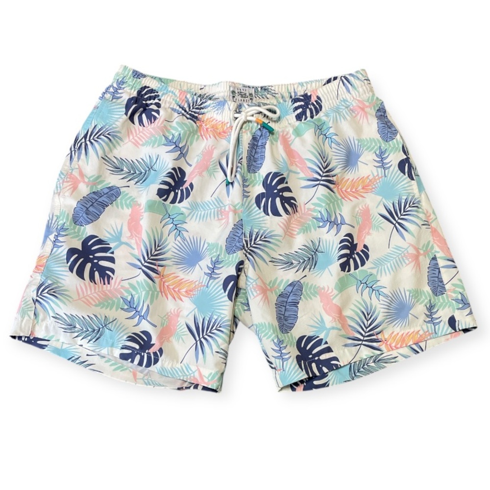Men's Free Planet Swim Trunks Tropical Floral Birds Size XL
